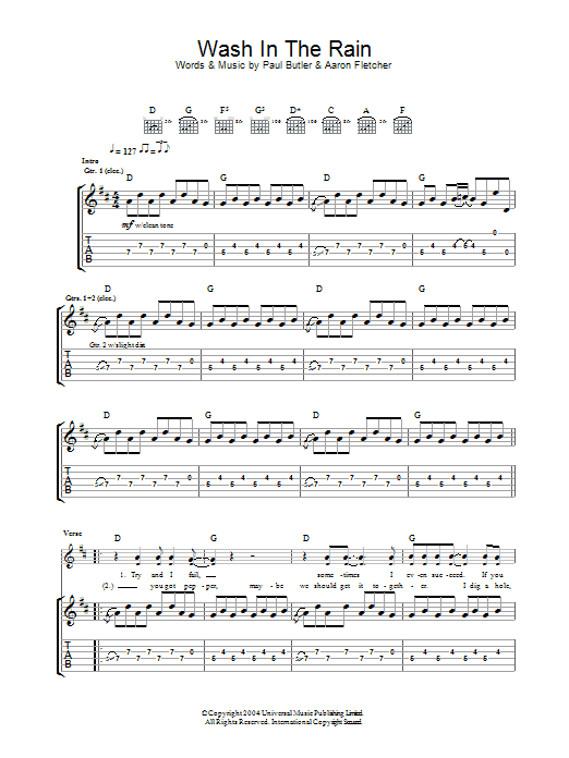 Wash In The Rain (Guitar Tab) von The Bees