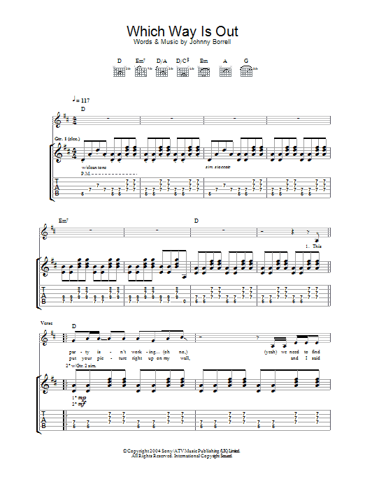 Which Way Is Out (Guitar Tab) von Razorlight