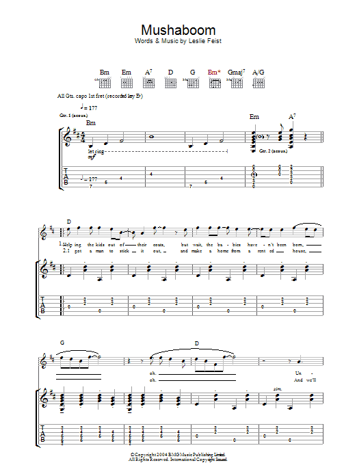 Mushaboom (Guitar Tab) von Feist