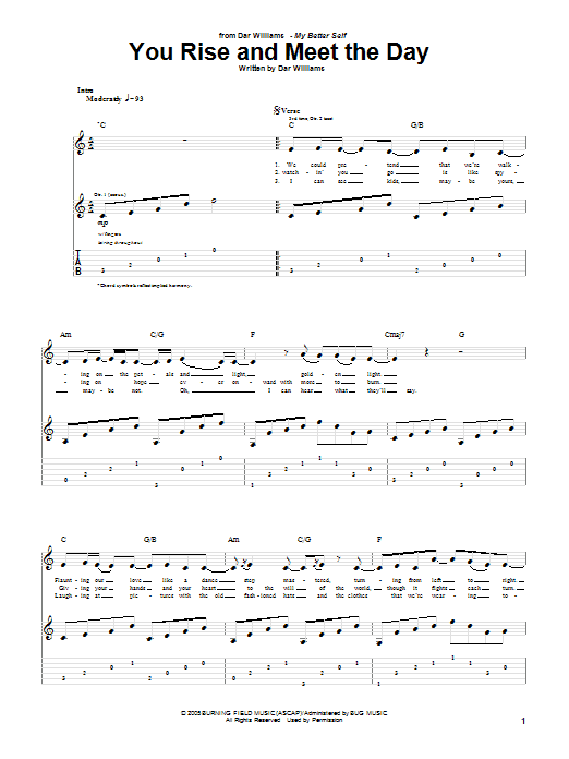 You Rise And Meet The Day (Guitar Tab) von Dar Williams