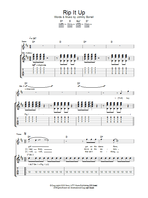 Rip It Up (Guitar Tab) von Razorlight