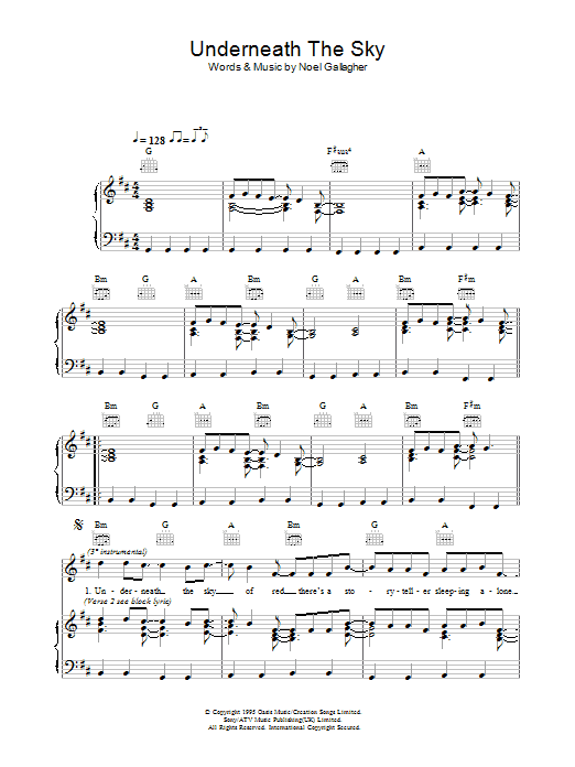 Underneath The Sky (Piano, Vocal & Guitar Chords) von Oasis