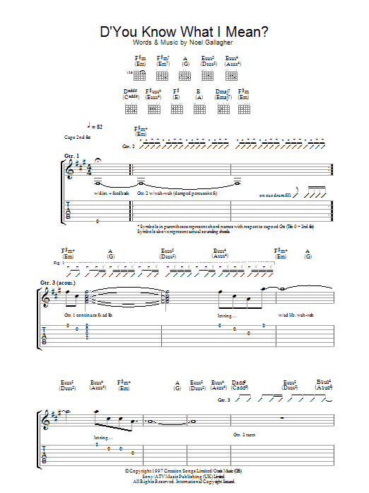 D'You Know What I Mean? (Guitar Tab) von Oasis