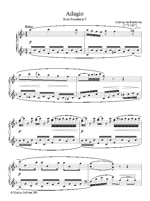 Adagio Sonatina In C (Piano Solo) von Ludwig van Beethoven