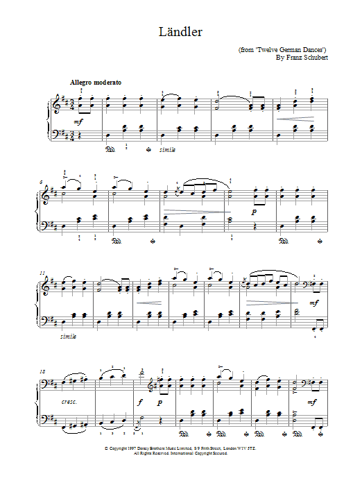 Landler (Piano Solo) von Franz Schubert