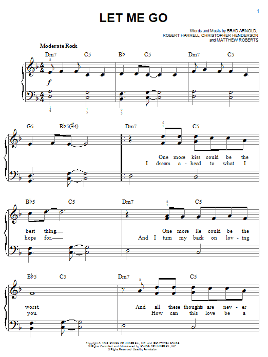 Let Me Go (Easy Piano) von 3 Doors Down