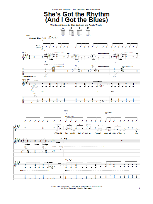 She's Got The Rhythm (And I Got The Blues) (Guitar Tab) von Alan Jackson