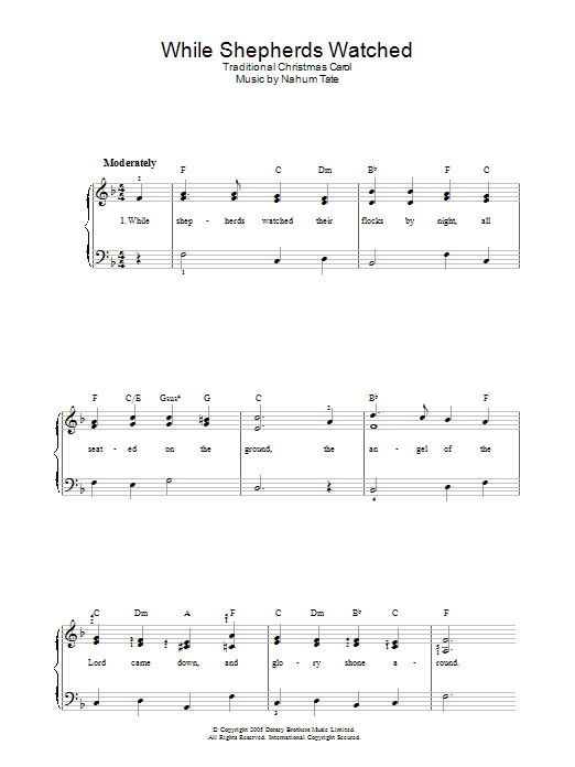 While Shepherds Watched (Piano, Vocal & Guitar Chords) von Traditional
