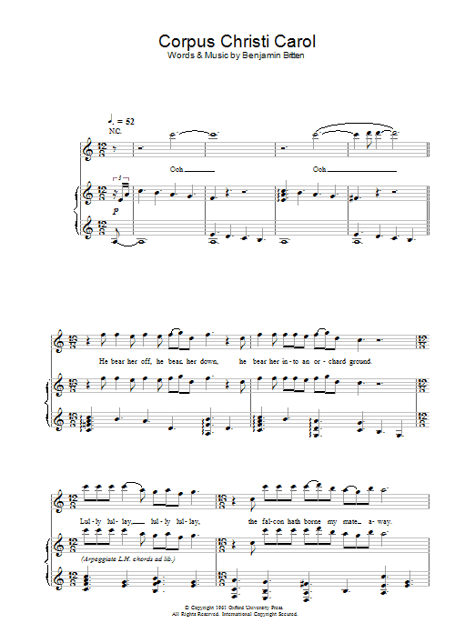 Corpus Christi Carol (Piano, Vocal & Guitar Chords) von Jeff Buckley