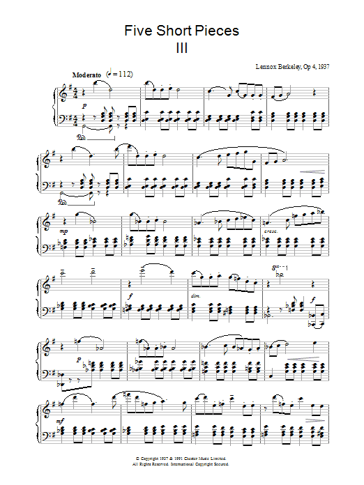 Five Short Pieces, No. 3, Op. 4 (Piano Solo) von Lennox Berkeley