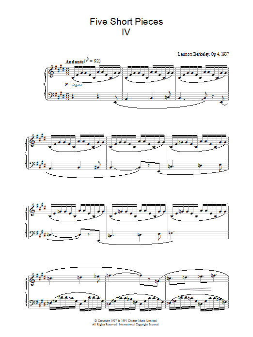 Five Short Pieces, No. 4, Op. 4 (Piano Solo) von Lennox Berkeley