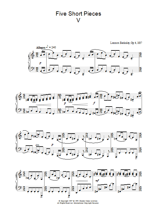 Five Short Pieces, No. 5, Op. 4 (Piano Solo) von Lennox Berkeley