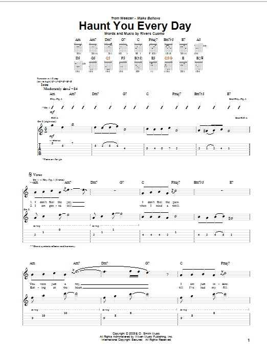 Haunt You Every Day (Guitar Tab) von Weezer