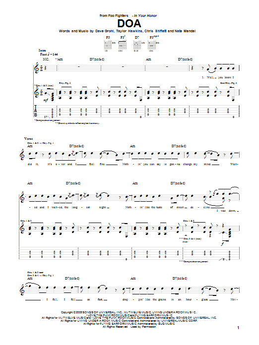 DOA (Guitar Tab) von Foo Fighters