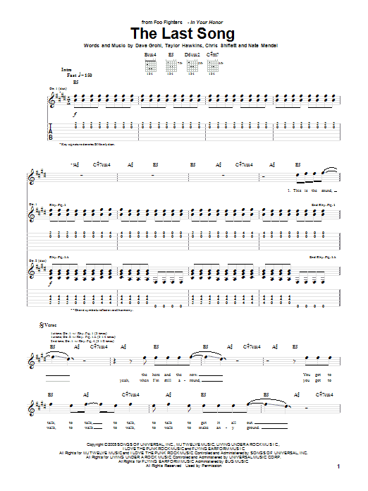 The Last Song (Guitar Tab) von Foo Fighters