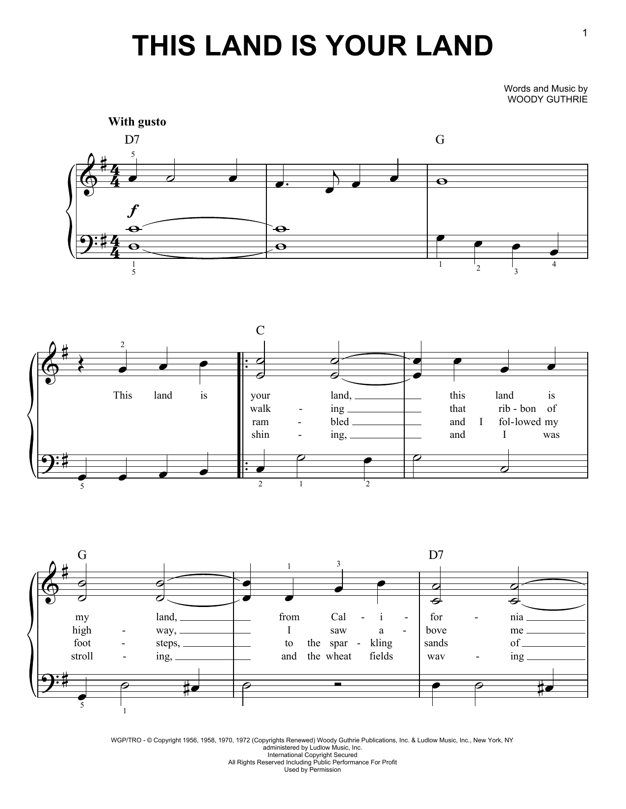 This Land Is Your Land (Very Easy Piano) von Woody Guthrie