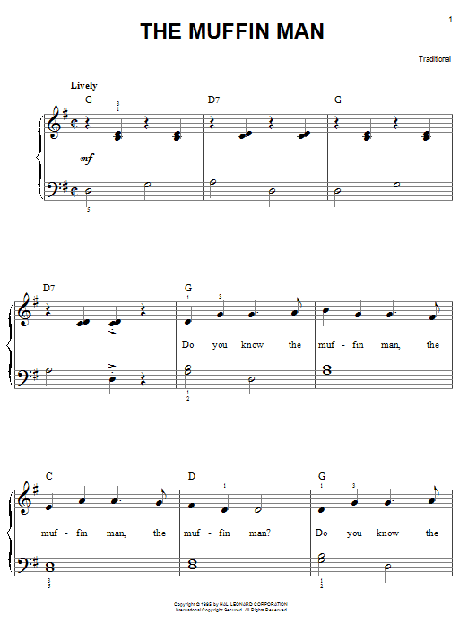 The Muffin Man (Easy Piano) von Traditional