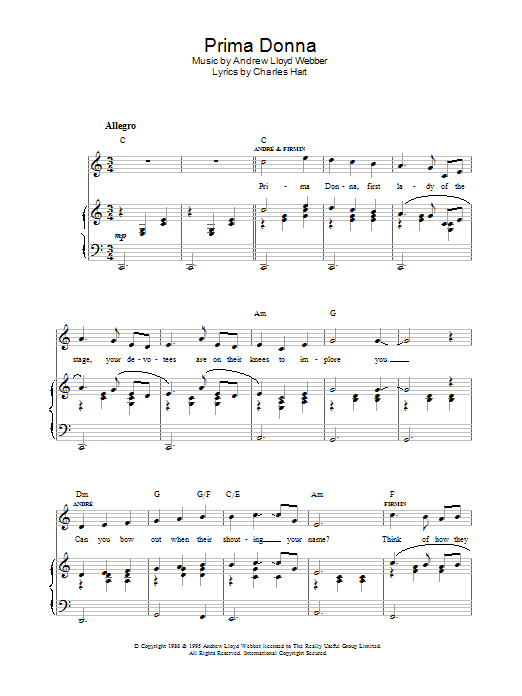 Prima Donna (from The Phantom Of The Opera) (Piano, Vocal & Guitar Chords) von Andrew Lloyd Webber