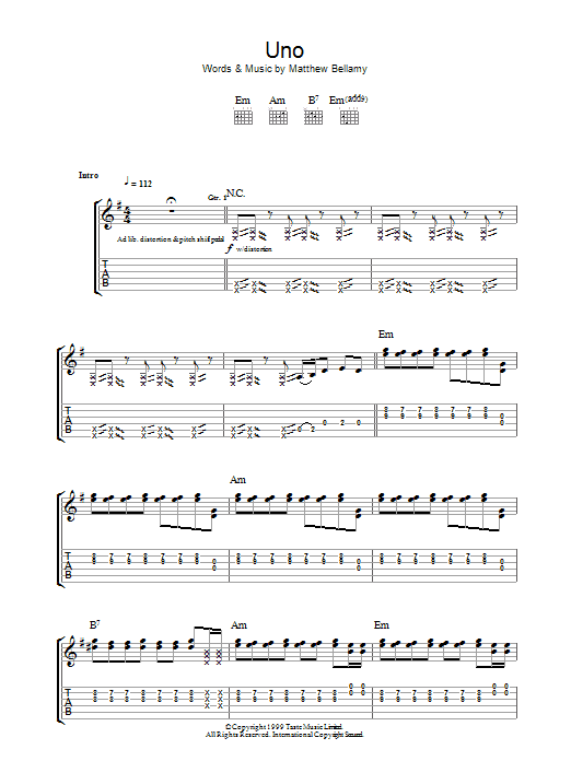 Uno (Guitar Tab) von Muse