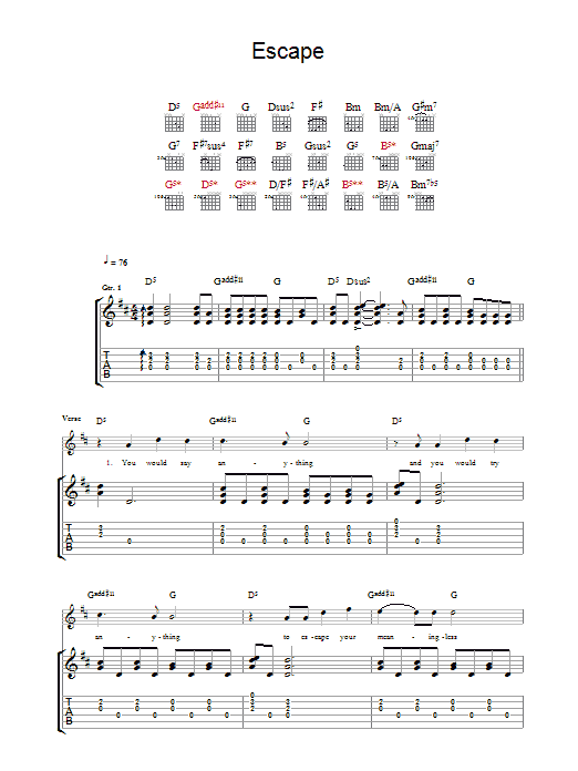 Escape (Guitar Tab) von Muse