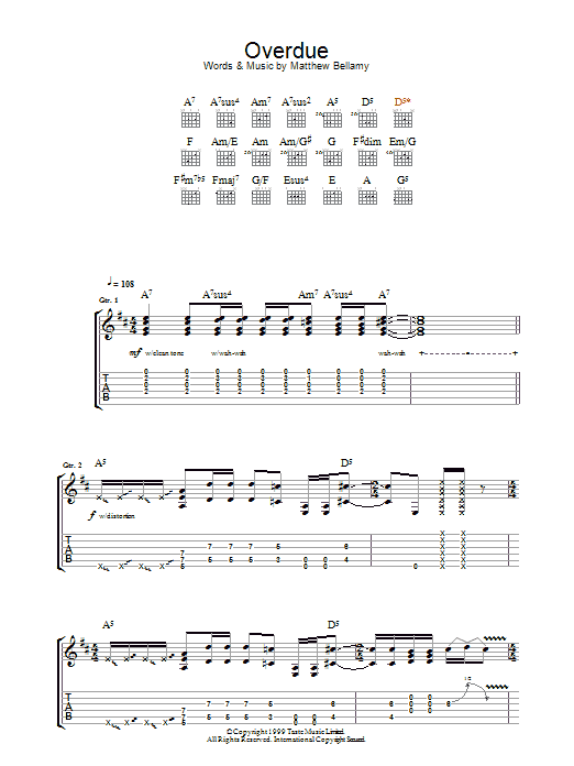 Overdue (Guitar Tab) von Muse