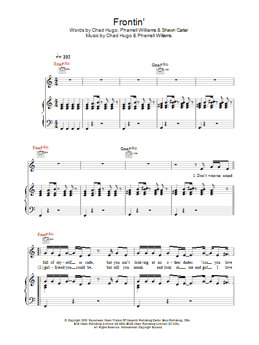 Frontin' (Piano, Vocal & Guitar Chords) von Pharrell Williams