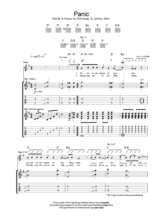 Panic (Guitar Tab) von The Smiths