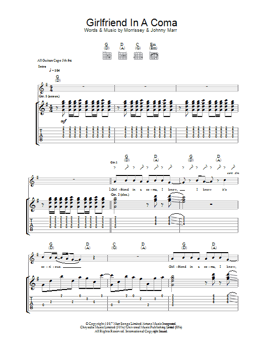 Girlfriend In A Coma (Guitar Tab) von The Smiths