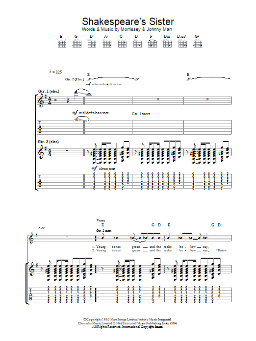 Shakespeare's Sister (Guitar Tab) von The Smiths