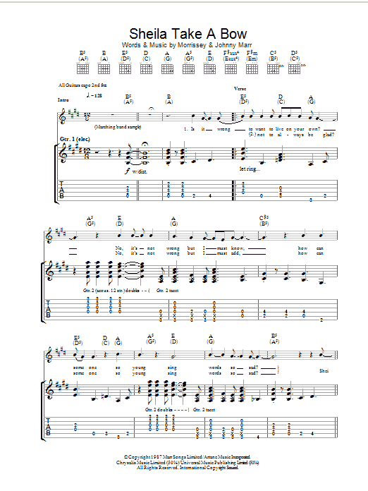 Sheila Take A Bow (Guitar Tab) von The Smiths