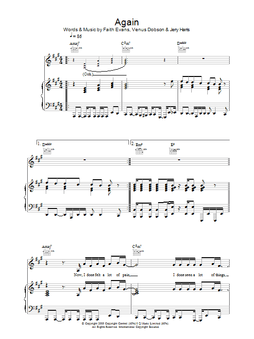 Again (Piano, Vocal & Guitar Chords) von Faith Evans