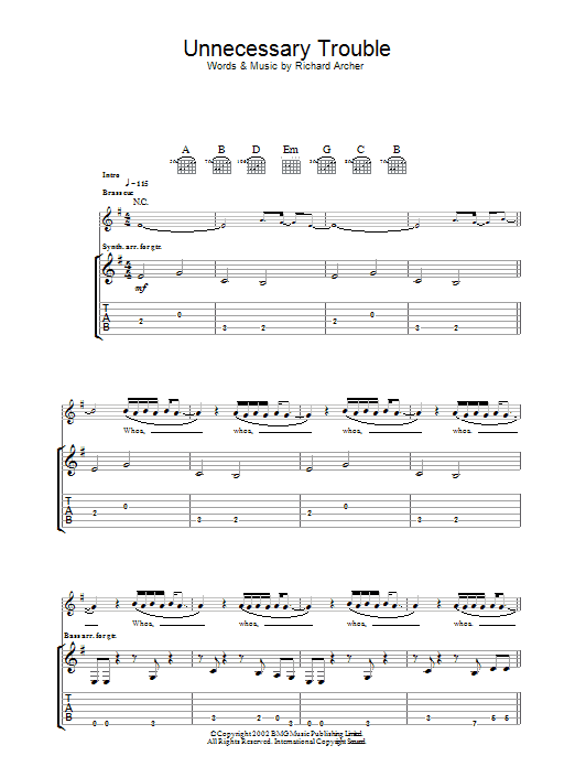 Unnecessary Trouble (Guitar Tab) von Hard-Fi