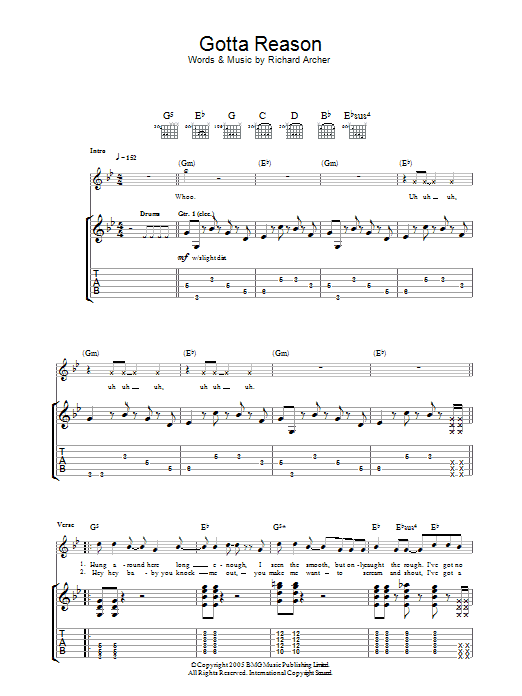 Gotta Reason (Guitar Tab) von Hard-Fi