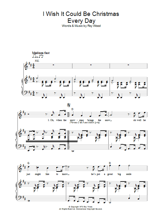 I Wish It Could Be Christmas Every Day (Piano, Vocal & Guitar Chords) von Wizzard