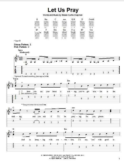 Let Us Pray (Easy Guitar Tab) von Steven Curtis Chapman