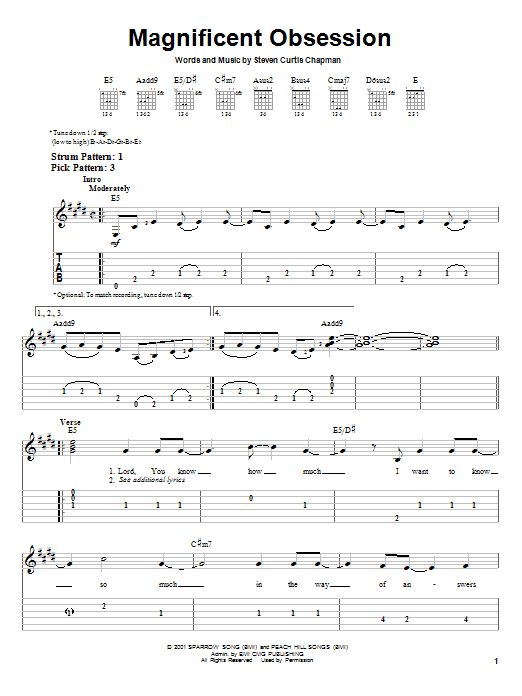 Magnificent Obsession (Easy Guitar Tab) von Steven Curtis Chapman