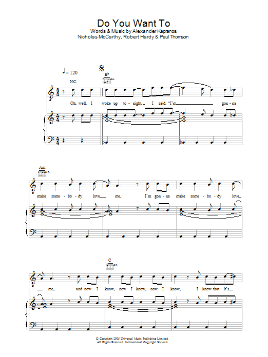 Do You Want To (Piano, Vocal & Guitar Chords) von Franz Ferdinand