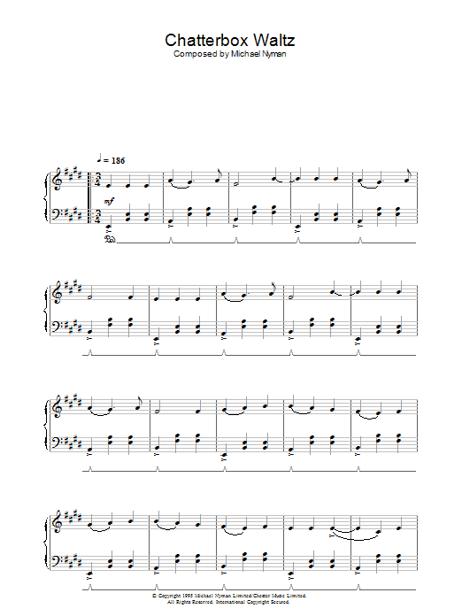 Chatterbox Waltz (from The Diary Of Anne Frank) (Piano Solo) von Michael Nyman