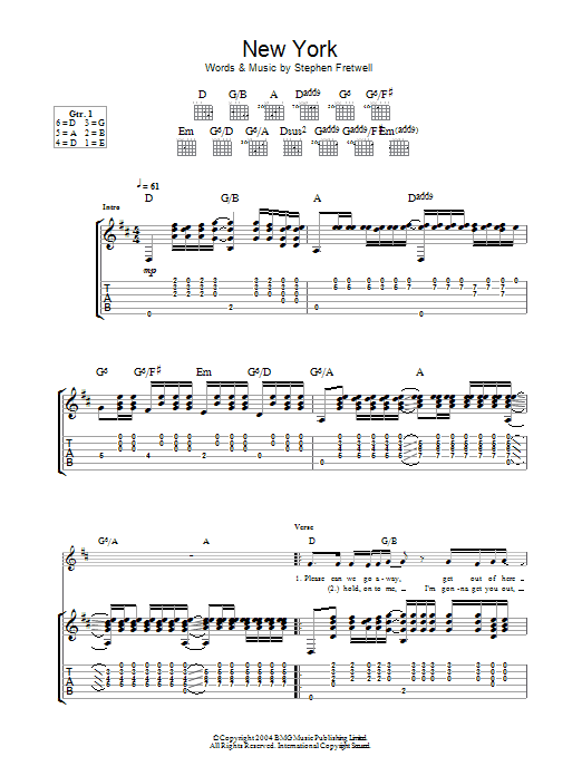 New York (Guitar Tab) von Stephen Fretwell