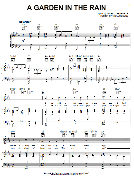 A Garden In The Rain (Piano, Vocal & Guitar Chords (Right-Hand Melody)) von Gene Austin