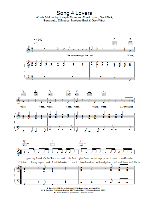 Song 4 Lovers (Piano, Vocal & Guitar Chords) von Liberty X