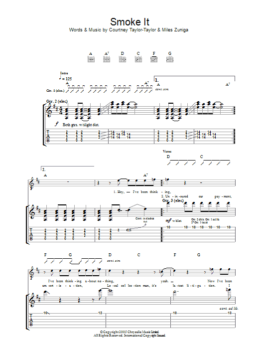 Smoke It (Guitar Tab) von The Dandy Warhols