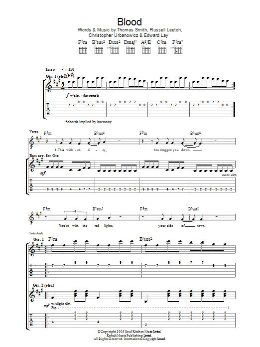 Blood (Guitar Tab) von Editors