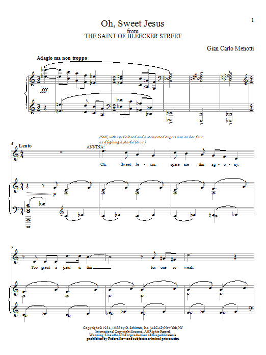 Oh, Sweet Jesus (Piano & Vocal) von Gian Carlo Menotti