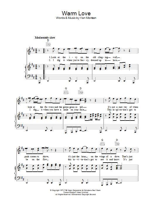 Warm Love (Piano, Vocal & Guitar Chords) von Van Morrison
