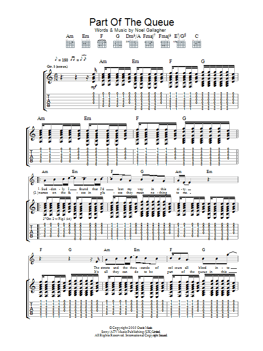 Part Of The Queue (Guitar Tab) von Oasis