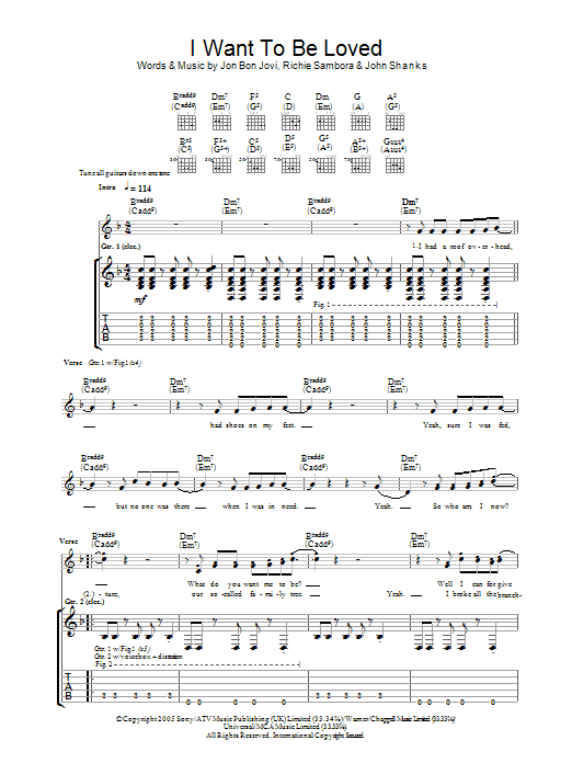 I Want To Be Loved (Guitar Tab) von Bon Jovi