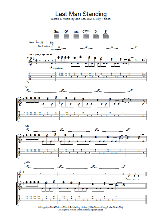 Last Man Standing (Guitar Tab) von Bon Jovi