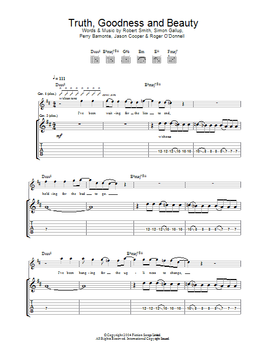 Truth, Goodness And Beauty (Guitar Tab) von The Cure