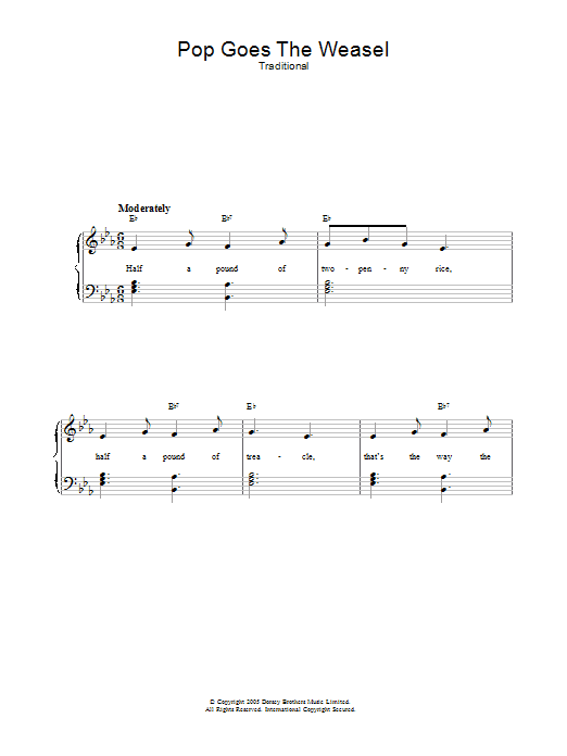 Pop Goes The Weasel (Piano, Vocal & Guitar Chords) von Traditional